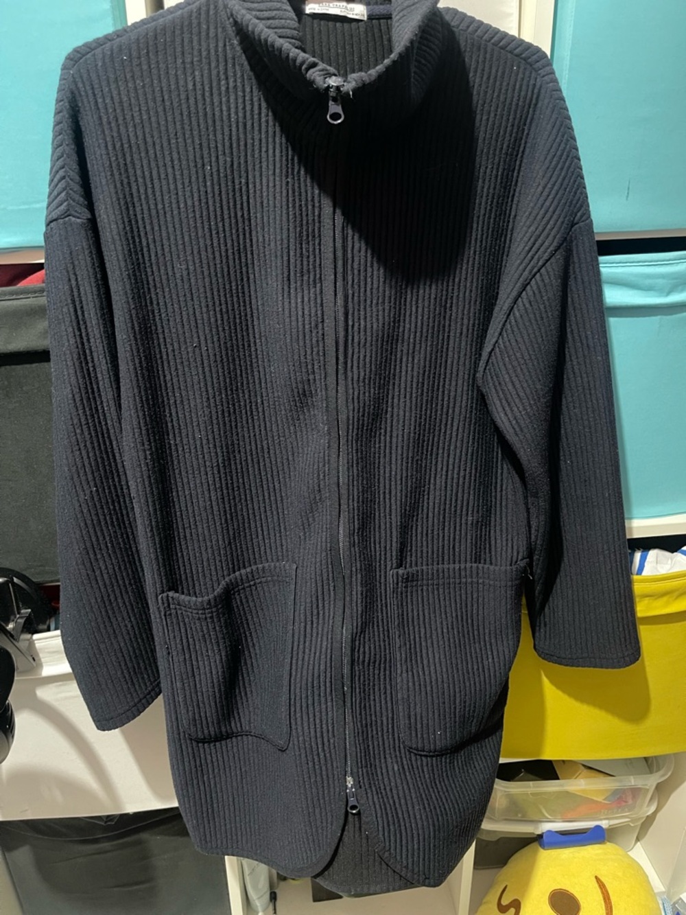 ZARA ribbed knit zip-up cardigan